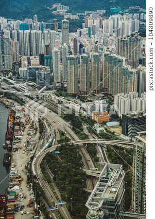 Hong Kong cityscape seen from the Sky100 observatory 104809890