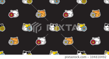 cat seamless pattern kitten flower daisy calico neko breed vector character cartoon pet face head doodle gift wrapping paper repeat wallpaper tile background animal illustration design scarf isolated cat seamless pattern kitten flower daisy calico neko breed vector character cartoon pet face head doodle gift wrapping paper repeat wallpaper tile background animal illustration design scarf isolated 104810492