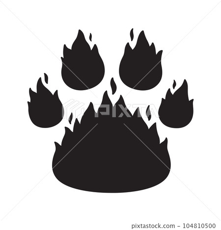 dog paw icon vector fire footprint burn logo symbol cartoon character illustration doodle clip art design 104810500
