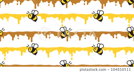 honey bee seamless pattern splash honeycomb vector insect scarf isolated cartoon gift wrapping paper repeat background tile wallpaper illustration doodle textile design 104810511