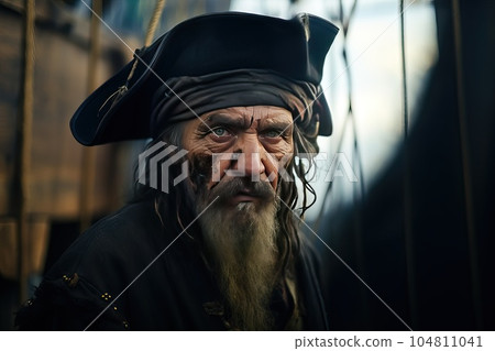 Portrait of a pirate captain on a ship. 104811041