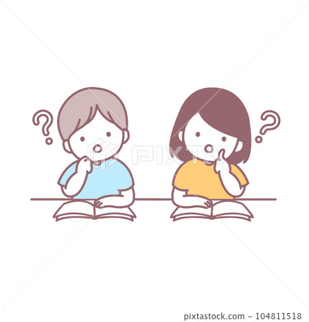 Boys and girls thinking in class 104811518