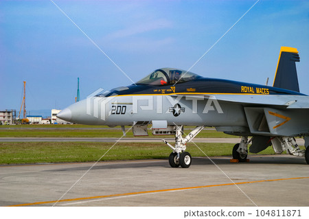 US Navy fighter F/A-18E on display US Navy fighter F/A-18E on display 104811871