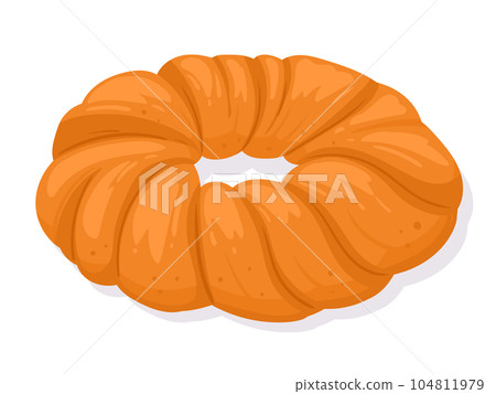 Cartoon bread. Bakery wheat wicker pastry, fresh homemade loaf of bread flat vector illustration Cartoon bread. Bakery wheat wicker pastry, fresh homemade loaf of bread flat vector illustration 104811979