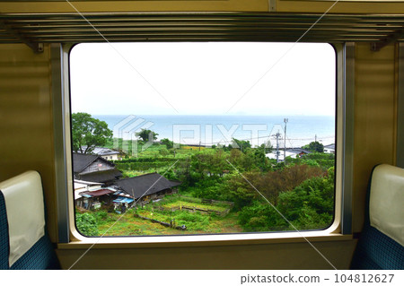 Rainy Hisatsu Orange Railway, train window view from Izumi Station to Yunoura Station (2022) 104812627