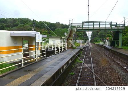 Rainy Hisatsu Orange Railway, train window view from Izumi Station to Yunoura Station (2022) 104812629