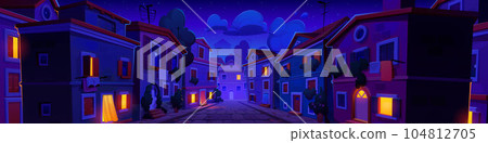Night Italy old town street cartoon vector Night Italy old town street cartoon vector 104812705