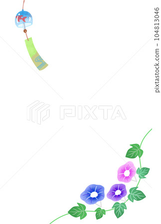 夏天插畫素材牽牛花和風鈴 104813046