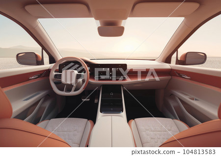 Minimalist Car Interior Design. Generative AI Minimalist Car Interior Design. Generative AI 104813583