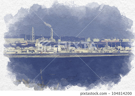 Watercolor style Harima coastal industrial area from Cape Manyo, Aioi City, Hyogo Prefecture Watercolor style Harima coastal industrial area from Cape Manyo, Aioi City, Hyogo Prefecture 104814200