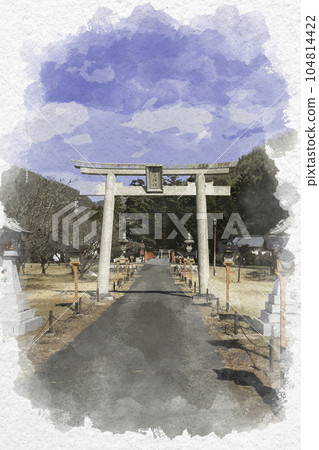 Watercolor-style Wake Shrine First Torii Gate, Wake Town, Okayama Prefecture Watercolor-style Wake Shrine First Torii Gate, Wake Town, Okayama Prefecture 104814422
