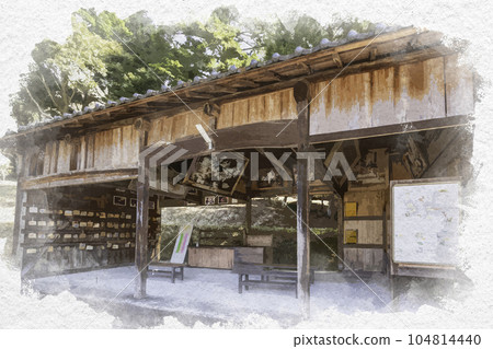 岡山縣和氣町水彩畫風格的和氣神社江麻殿 104814440