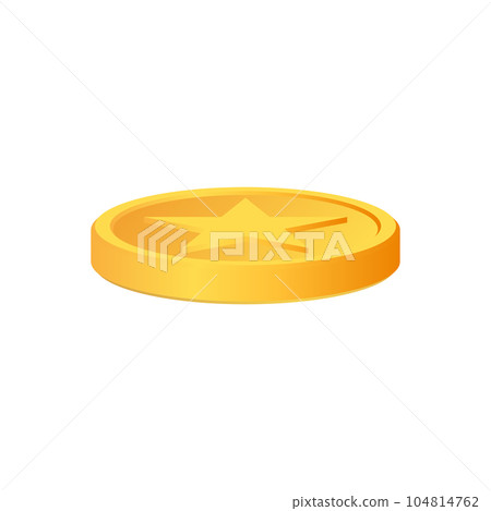 Golden money. Rotating gold coin. 104814762