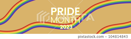 LGBT pride month banner. Abstract rainbow stripes or curves. 104814843
