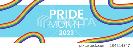 LGBT pride month banner. Abstract rainbow stripes or curves. 104814847