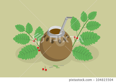 3D Isometric Flat Vector Conceptual Illustration of Mate Tea 104815504