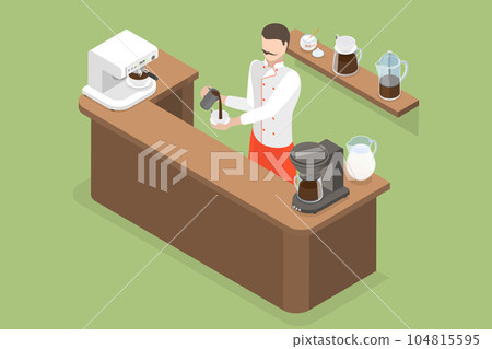 3D Isometric Flat Vector Conceptual Illustration of Barista 3D Isometric Flat Vector Conceptual Illustration of Barista 104815595