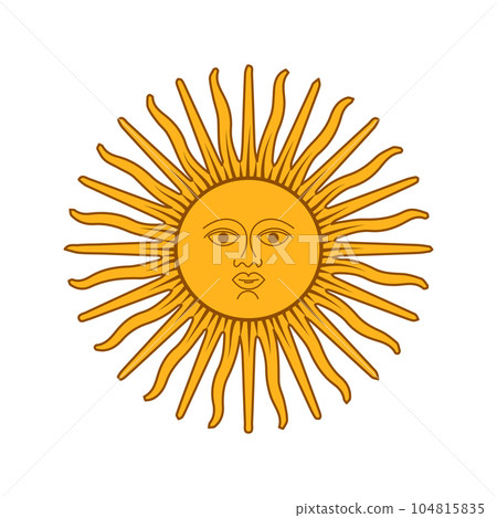 Sun. Coat of arms of the Argentinean flag. Argentine sun character. Illustration, vector 104815835