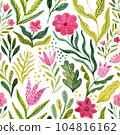Watercolor floral seamless pattern, summer backdrop. Endless botanical wallpaper 104816162