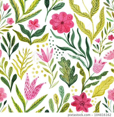 Watercolor floral seamless pattern, summer backdrop. Endless botanical wallpaper Watercolor floral seamless pattern, summer backdrop. Endless botanical wallpaper 104816162