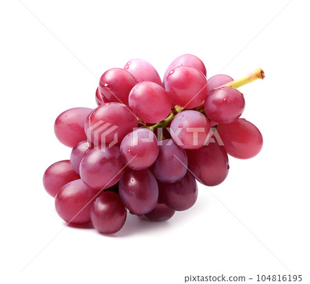 Sweet grapes fruits with leaves on white backgrounds. Illustration. Generated AI 104816195