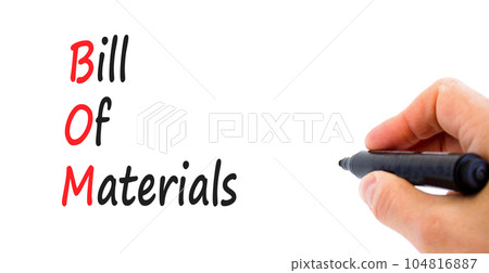 BOM bill of materials symbol. Concept words BOM bill of materials on beautiful white paper. Beautiful white table white background. Business and BOM bill of materials concept. Copy space. BOM bill of materials symbol. Concept words BOM bill of materials on beautiful white paper. Beautiful white table white background. Business and BOM bill of materials concept. Copy space. 104816887