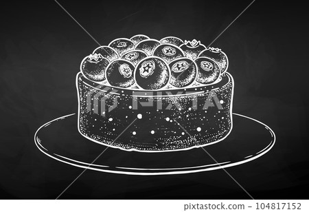 Chalk sketh vector illustration of blueberry tart on plate Chalk sketh vector illustration of blueberry tart on plate 104817152