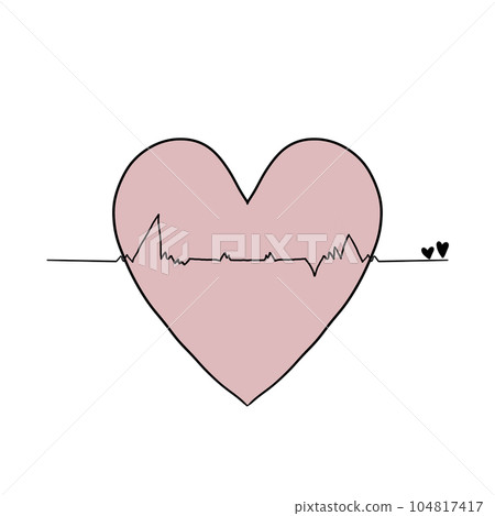heartbeat Icon, Illustration, Logo,Tangled grungy heart, colour 104817417
