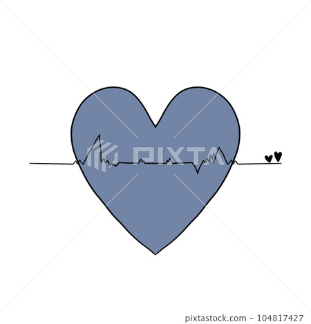 heartbeat Icon, Illustration, Logo,Tangled grungy heart, colour 104817427