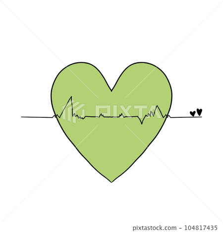 heartbeat Icon, Illustration, Logo,Tangled grungy heart, colour 104817435
