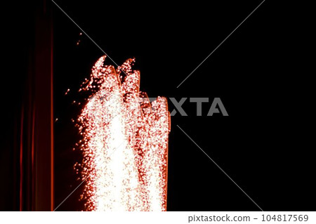 Red abstract firework. Free copy space for text. 104817569