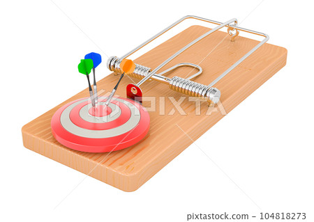 Target inside mousetrap. 3D rendering 104818273
