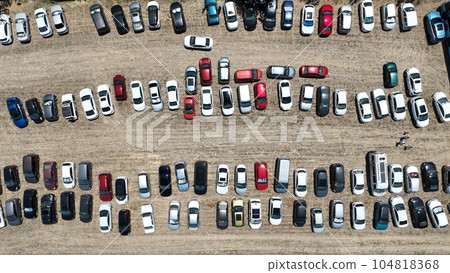 full aerial view of cars in parking lot 104818368