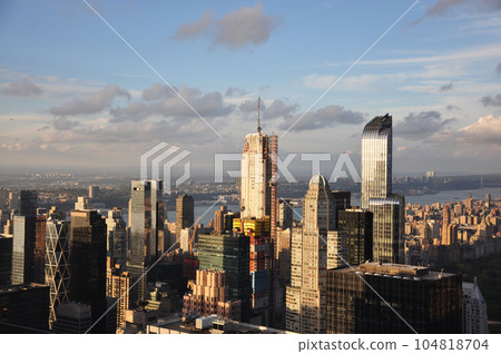 Bird's eye view of the skyline of New York City, USA 104818704