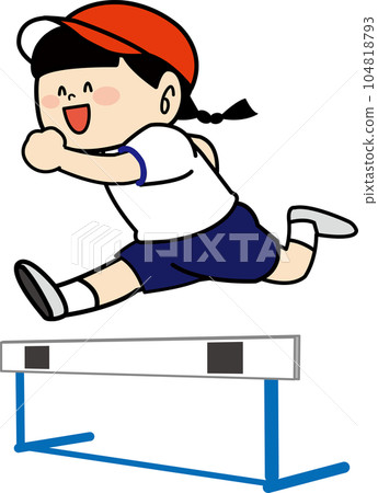 Child jumping over hurdles 08 104818793