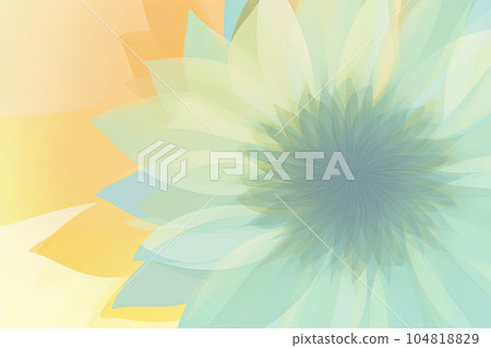 Abstract flower on yellow minimalist background with curved simple design, light pastel shading colors, copy space Abstract flower on yellow minimalist background with curved simple design, light pastel shading colors, copy space 104818829