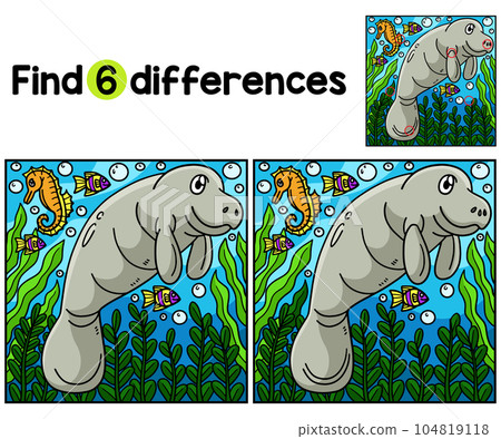 Manatee Animal Find The Differences Manatee Animal Find The Differences 104819118