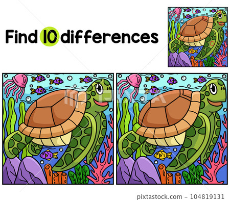 Turtle Animal Find The Differences Turtle Animal Find The Differences 104819131