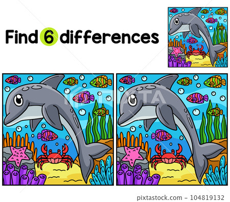 Dolphin Animal Find The Differences Dolphin Animal Find The Differences 104819132