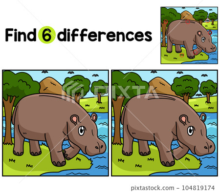 Hippo Animal Find The Differences 104819174