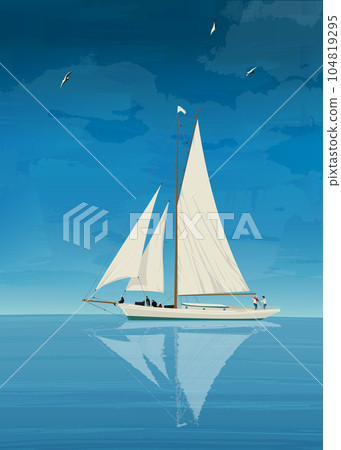 Sailing yacht on the open sea Sailing yacht on the open sea 104819295