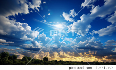 美麗的藍天雲彩全景背景 104819492