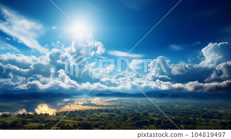 Panoramic background of clouds in beautiful blue sky Panoramic background of clouds in beautiful blue sky 104819497