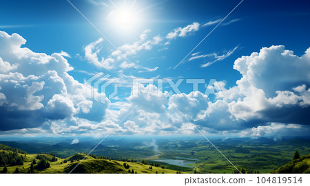 美麗的藍天雲彩全景背景 美麗的藍天雲彩全景背景 104819514
