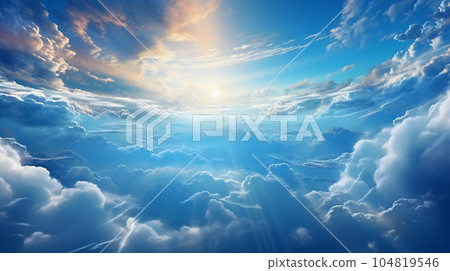 美麗的藍天雲彩全景背景 104819546