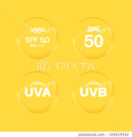UV protection on white background,bubble shield. Solar protection screen from UV rays 104819592