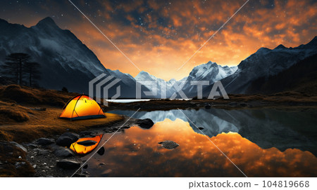 星空下的山河美景 星空下的山河美景 104819668