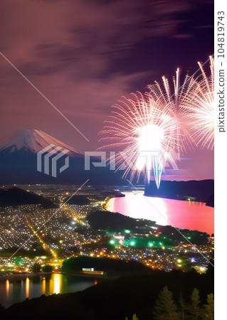 《AI生成圖像》富士山河口湖煙火大會 104819743