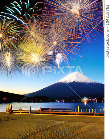《AI Generated Image》Mt.Fuji and Kawaguchiko Fireworks Festival 104819762
