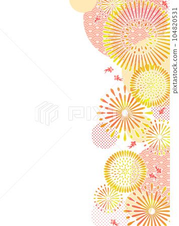 Red goldfish and fireworks illustration background 104820531